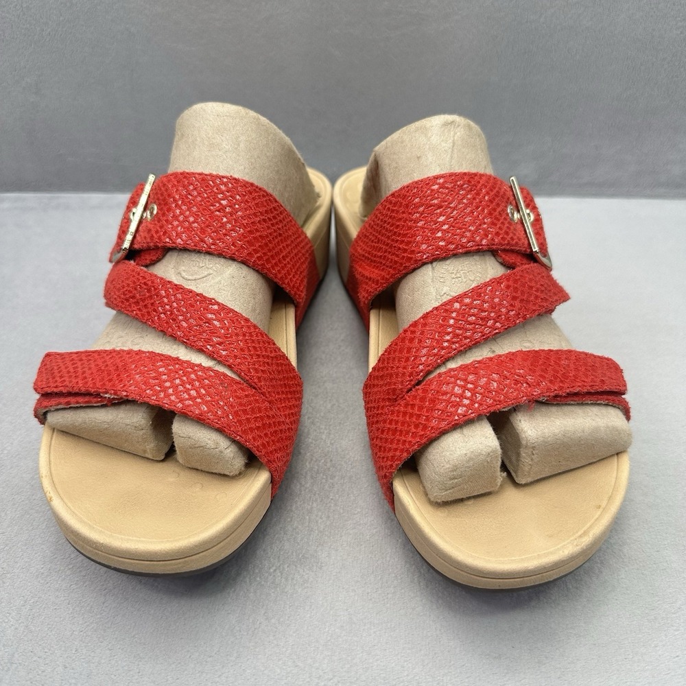Vionic Pacific Rio Womens Size 8 Sandals Red Lizard Platform Adjustable 3 Strap - Picture 2 of 8